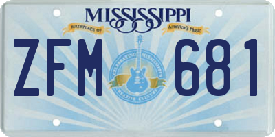 MS license plate ZFM681