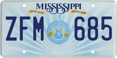 MS license plate ZFM685