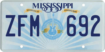 MS license plate ZFM692