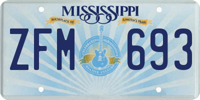 MS license plate ZFM693