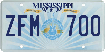 MS license plate ZFM700