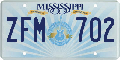 MS license plate ZFM702