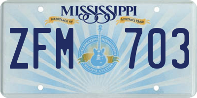 MS license plate ZFM703