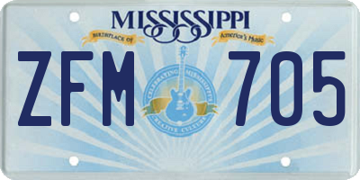 MS license plate ZFM705