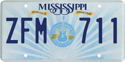 MS license plate ZFM711