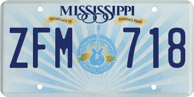 MS license plate ZFM718