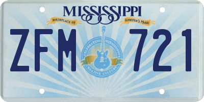 MS license plate ZFM721