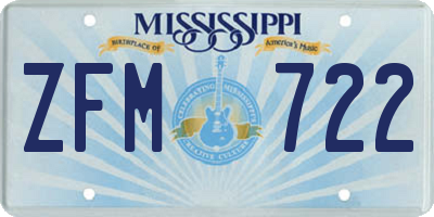 MS license plate ZFM722