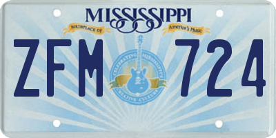 MS license plate ZFM724