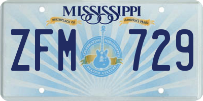 MS license plate ZFM729
