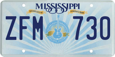MS license plate ZFM730