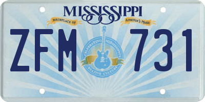 MS license plate ZFM731