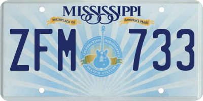MS license plate ZFM733