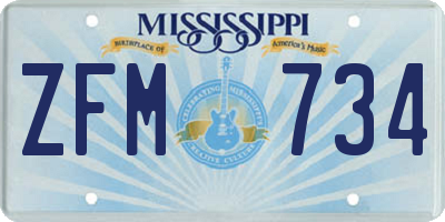 MS license plate ZFM734