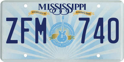 MS license plate ZFM740