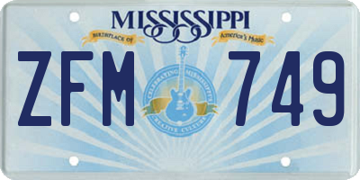 MS license plate ZFM749