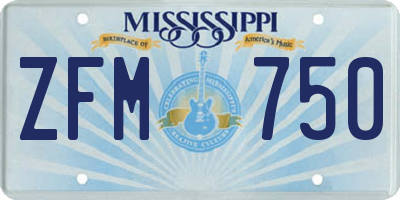 MS license plate ZFM750