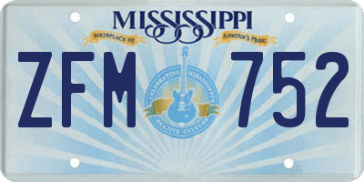 MS license plate ZFM752