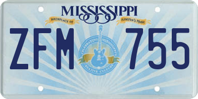 MS license plate ZFM755