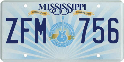 MS license plate ZFM756
