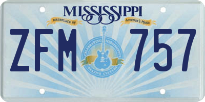MS license plate ZFM757