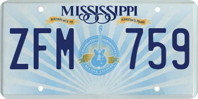 MS license plate ZFM759