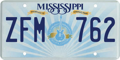 MS license plate ZFM762