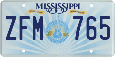 MS license plate ZFM765