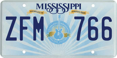 MS license plate ZFM766
