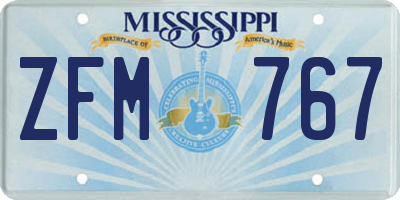 MS license plate ZFM767