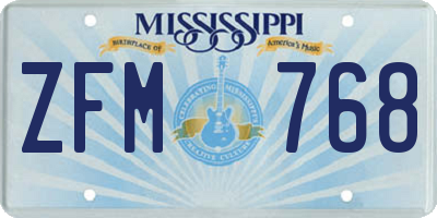 MS license plate ZFM768
