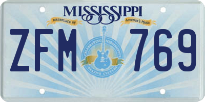 MS license plate ZFM769
