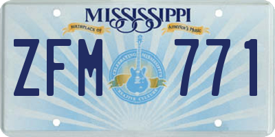 MS license plate ZFM771