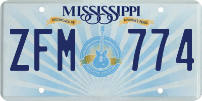 MS license plate ZFM774
