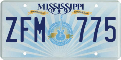 MS license plate ZFM775