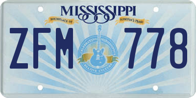 MS license plate ZFM778
