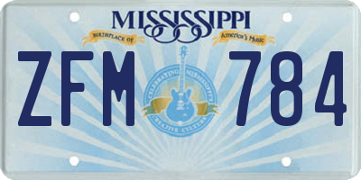 MS license plate ZFM784