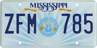 MS license plate ZFM785
