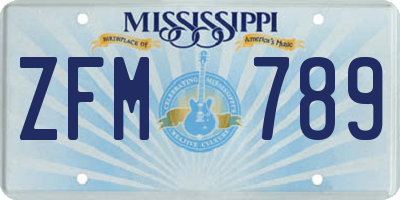 MS license plate ZFM789