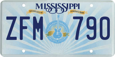 MS license plate ZFM790