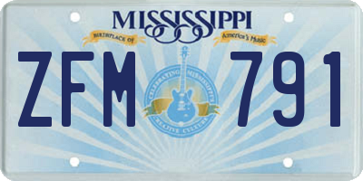 MS license plate ZFM791