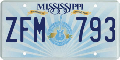 MS license plate ZFM793
