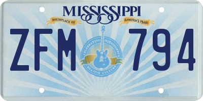 MS license plate ZFM794