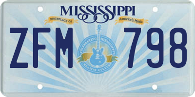 MS license plate ZFM798
