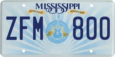 MS license plate ZFM800