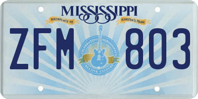 MS license plate ZFM803