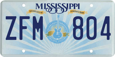 MS license plate ZFM804