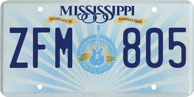 MS license plate ZFM805