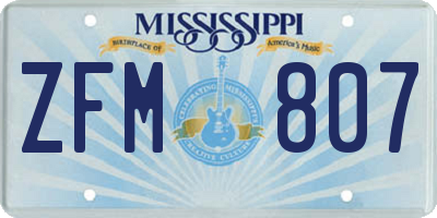 MS license plate ZFM807