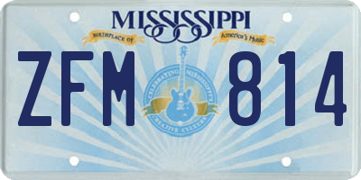 MS license plate ZFM814